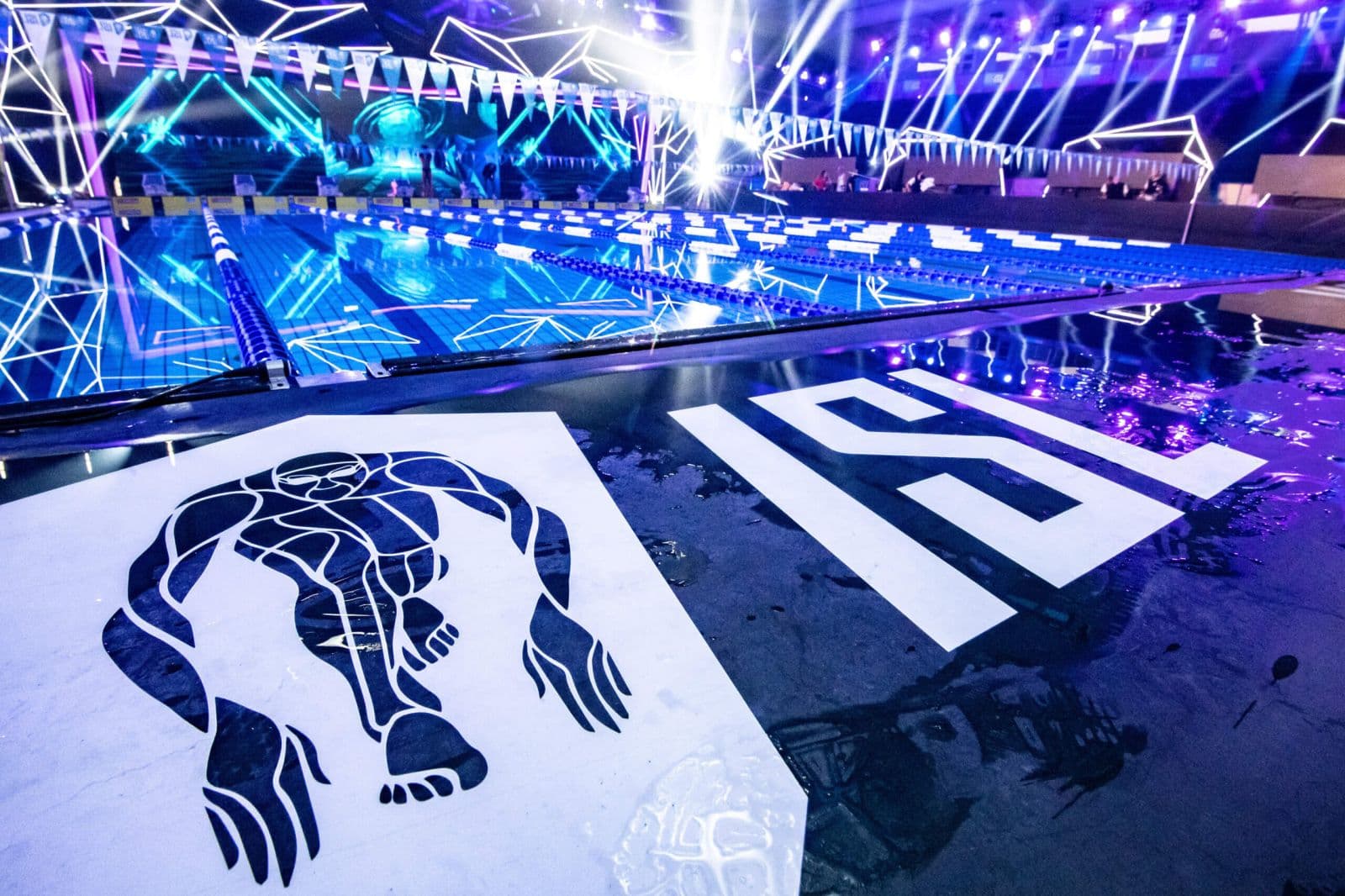 An ISL arena pool dressed for a match night